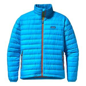 Patagonia Men’s Goose Down Puffer Jacket XS Aqua Blue/Orange